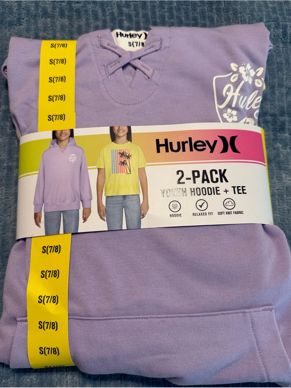 Hurley Youth Lavender Hoodie & Tee 2-Pack New 7/8
